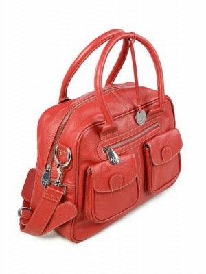Leather Changing Bag by Lin & Leo Red