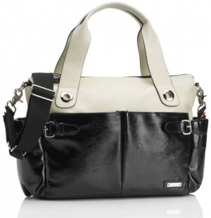 Storksak Kate Patent Stone And Black Changing Bag