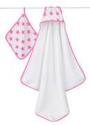 Aden + Anais towel and washcloth fluro Pink