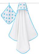 Aden + Anais towel and washcloth fluro blue