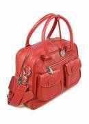 Leather Changing Bag by Lin & Leo Red