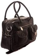 Black Leather Changing Bag by Lin & Leo